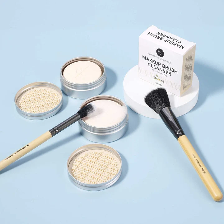 Narrative Cosmetics Solid Makeup Brush Cleanser Soap with Silicone Cleaning Pad - Image 3