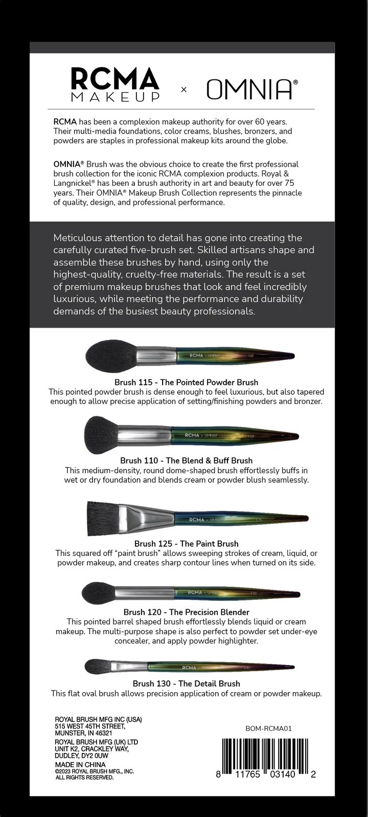RCMA RCMA  x OMNIA Professional Complexion 5pc Brush Set - Image 7